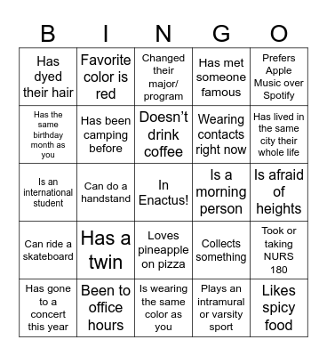 OCTOBER O!! Bingo Card