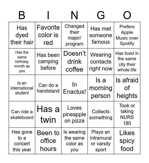 OCTOBER O!! Bingo Card