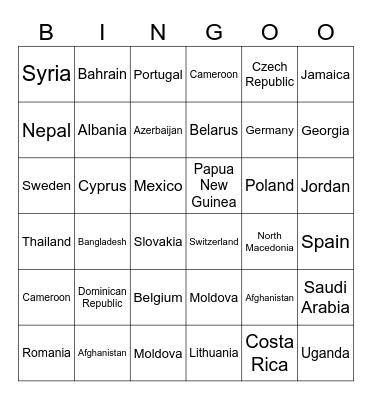 Foreign Service Community Night Bingo Card