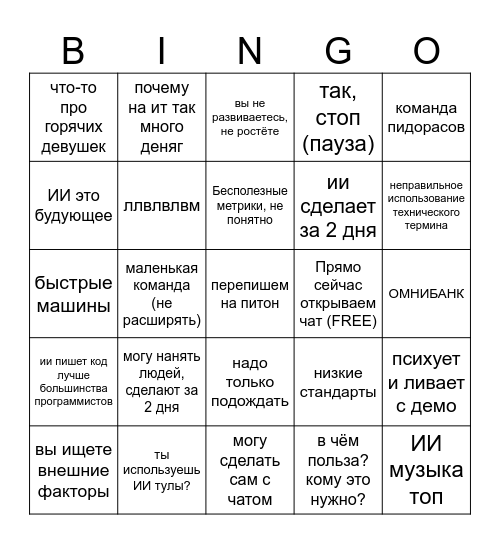OmniTech Bingo Card