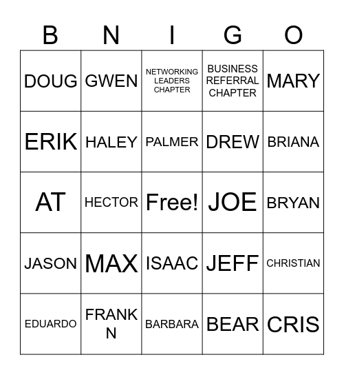 BNI FOOTHILLS CHAPTER Bingo Card