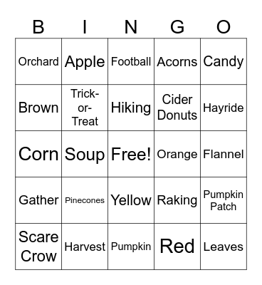 Fall BINGO Card