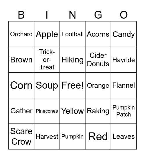 Fall BINGO Card