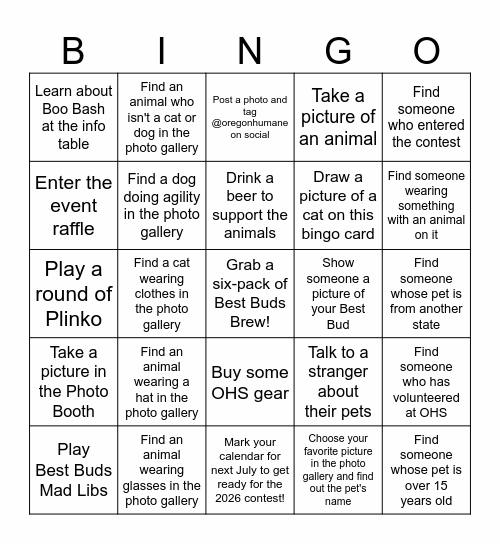 Best Buds Bingo Card