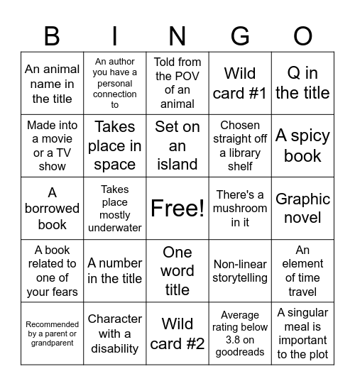 Overbooked Book BINGO 2026 Bingo Card