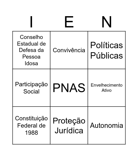 IEN Bingo Card