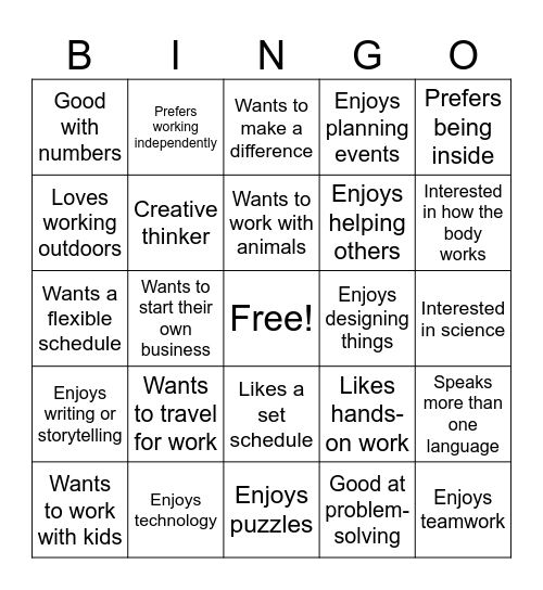 Career Bingo Card
