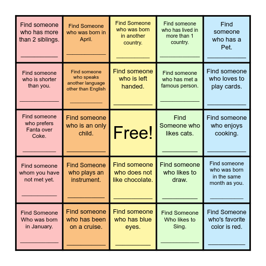 Find Someone Who... Bingo Card