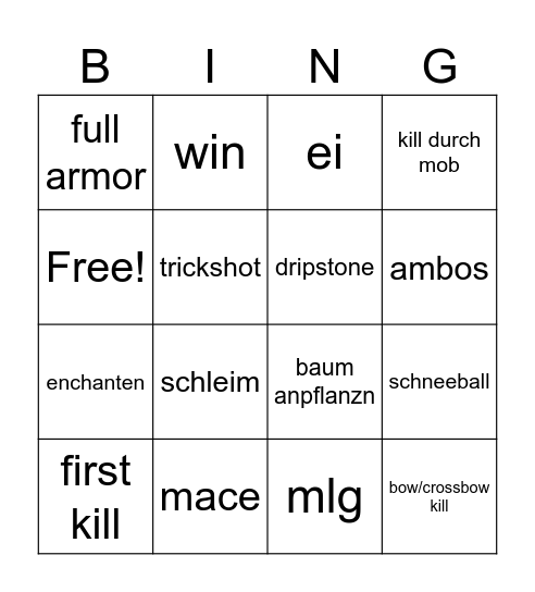 pillars Bingo Card