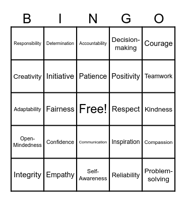 Leadership Bingo Card