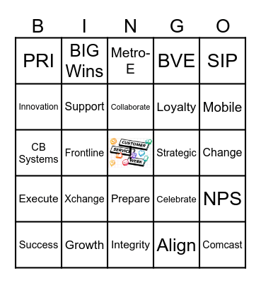 Customer Service Week Bingo Card