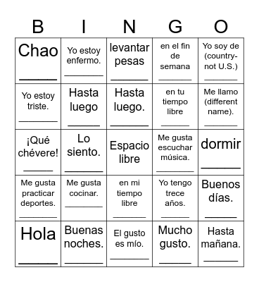 ¿Quién dice __________________? Bingo Card