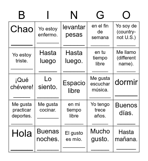 ¿Quién dice __________________? Bingo Card