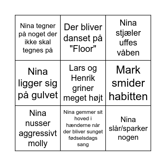 Bryllupsbingo Card