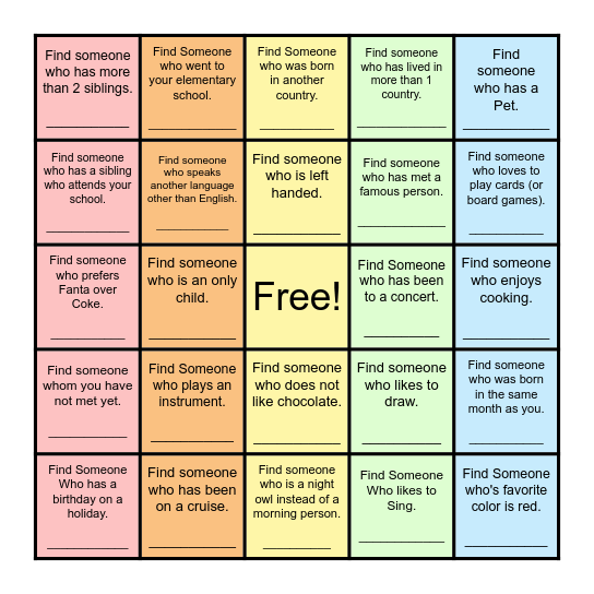 Find Someone Who... Bingo Card