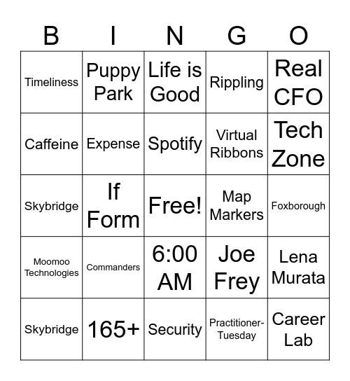 AFP Conference Bingo Card