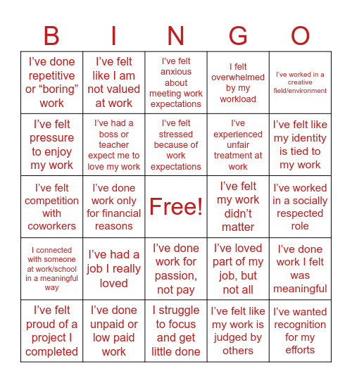 DWYL Bingo Card