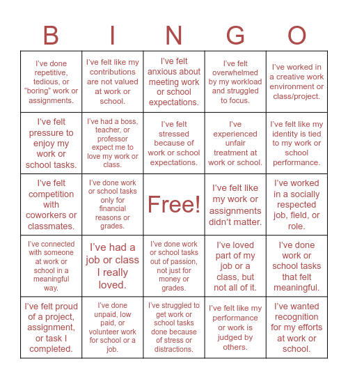 DWYL Bingo Card