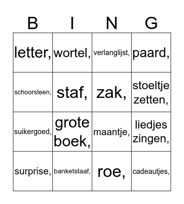 Sint Nicolaas bingo  Bingo Card