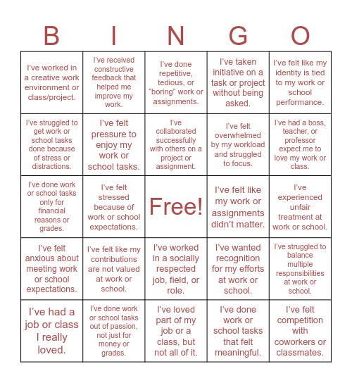DWYL Bingo Card