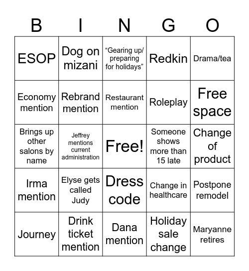 Kennect Bingo Card
