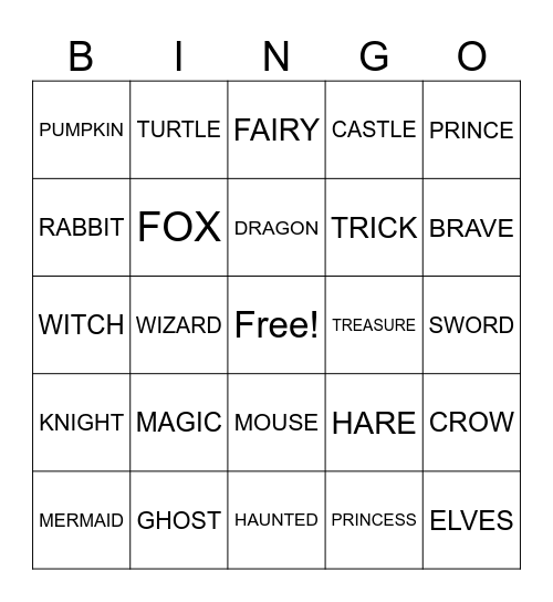MAGIC, FAIRY TALE AND FABLE CHALLENGE! Bingo Card