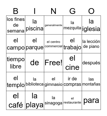 Chapter 4A Bingo Card