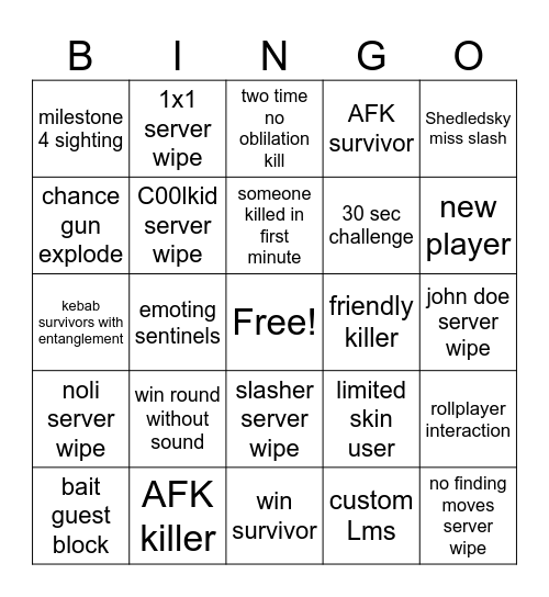 forsaken moments Bingo Card