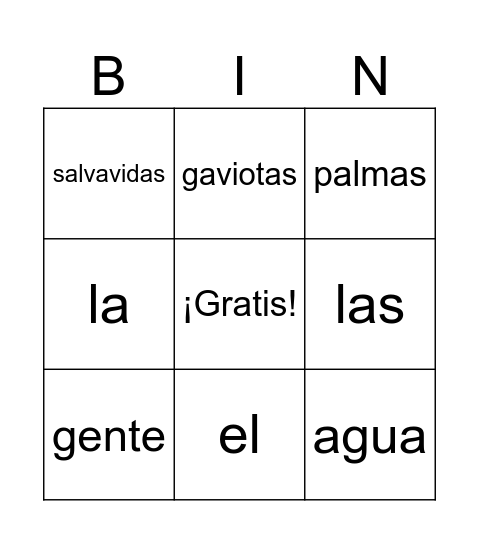 La playa Bingo Card