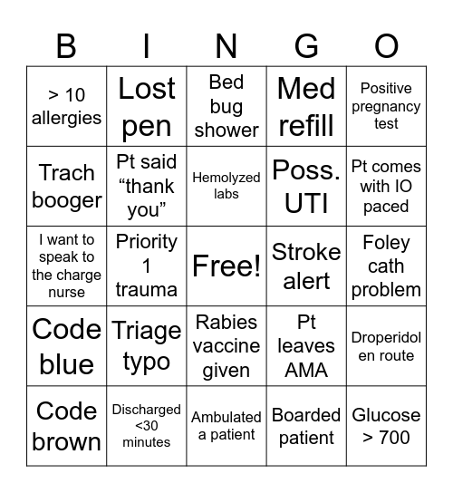 ER Week Bingo 2025 Bingo Card