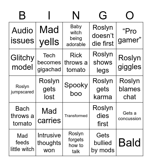 Roslyn witchy shenanigans Bingo Card