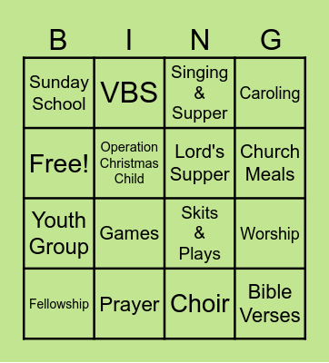 CHURCH BINGO Card