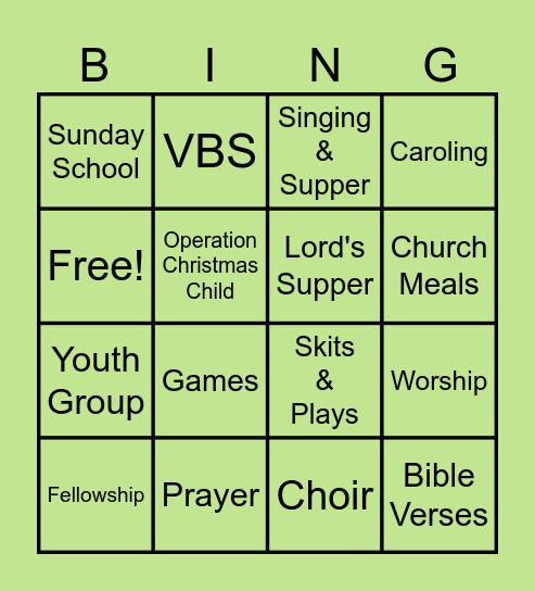 CHURCH BINGO Card