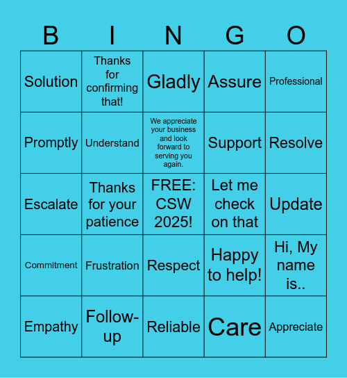 CSW 2025 bINGO Card