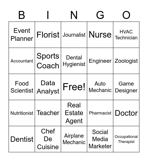 Career Bingo Card