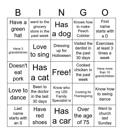Golden Hour BINGO Card
