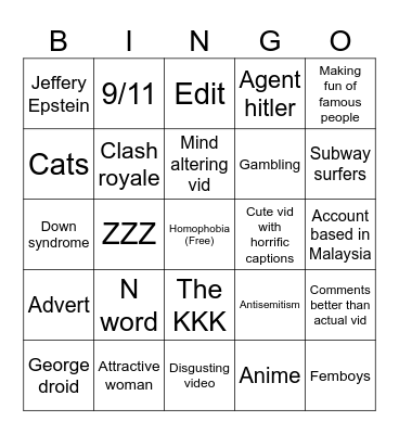 Reels lockout bingo Card