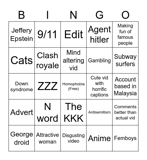 Reels lockout bingo Card