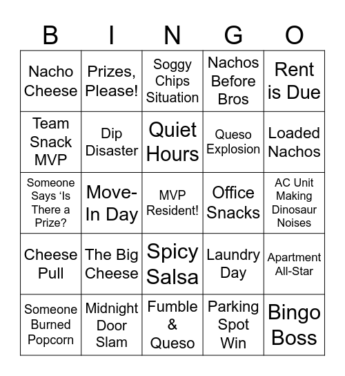 Resident MVPs: Bingo, Bites & Big Wins Bingo Card