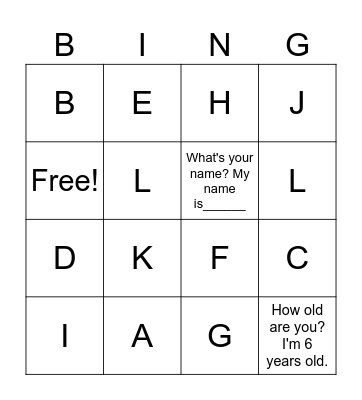 Sounds of Alphabet A-L Bingo Card