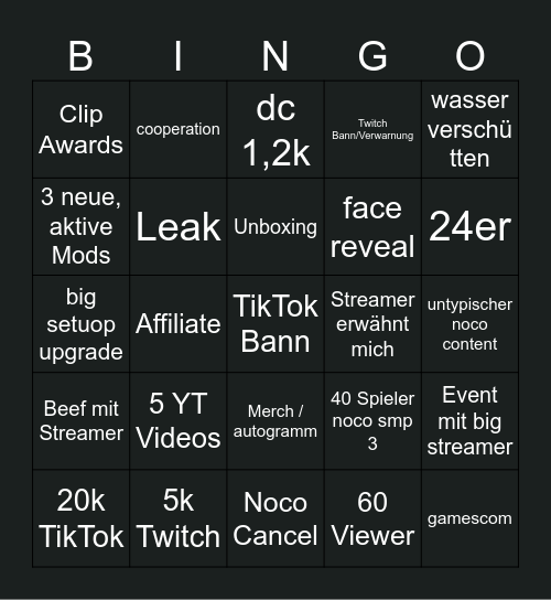 Noco 2025/26 Bingo Card