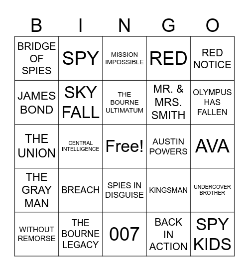 SPY BINGO Card