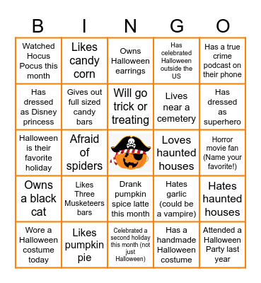 Halloween Team Building Bingo Card