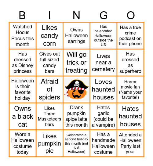 Halloween Team Building Bingo Card