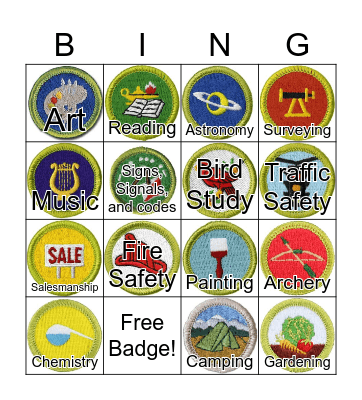 Merit Badge Bingo! Bingo Card