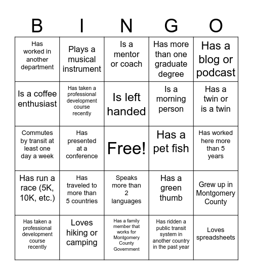 All Policy Team Bingo Card