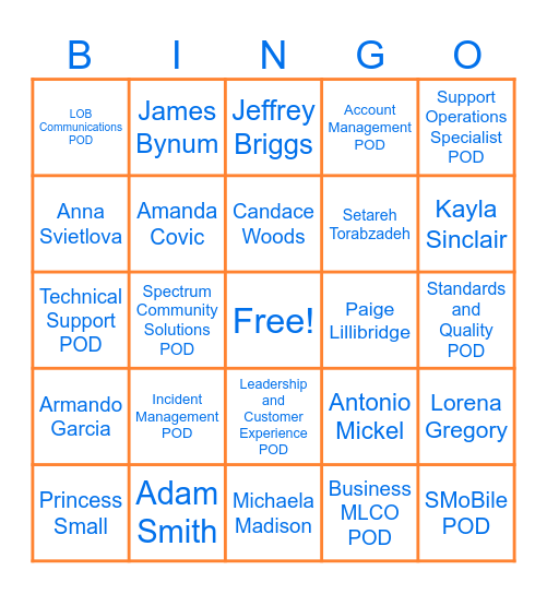 Customer Service Week Bingo Card
