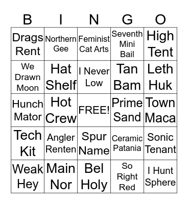 Superhero Anagram Bingo Card