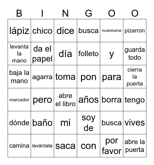 MANDATOS de CLASE Bingo Card