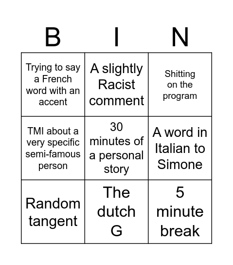 Untitled Bingo Card